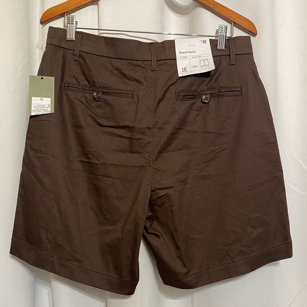 NWT Goodfellow & Co Pleated Chino Shorts Brown Size 32 Men's 7" Inseam - Picture 2 of 6